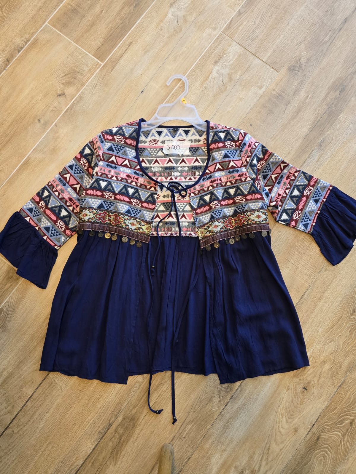 Top Bohemio Étnico Azul